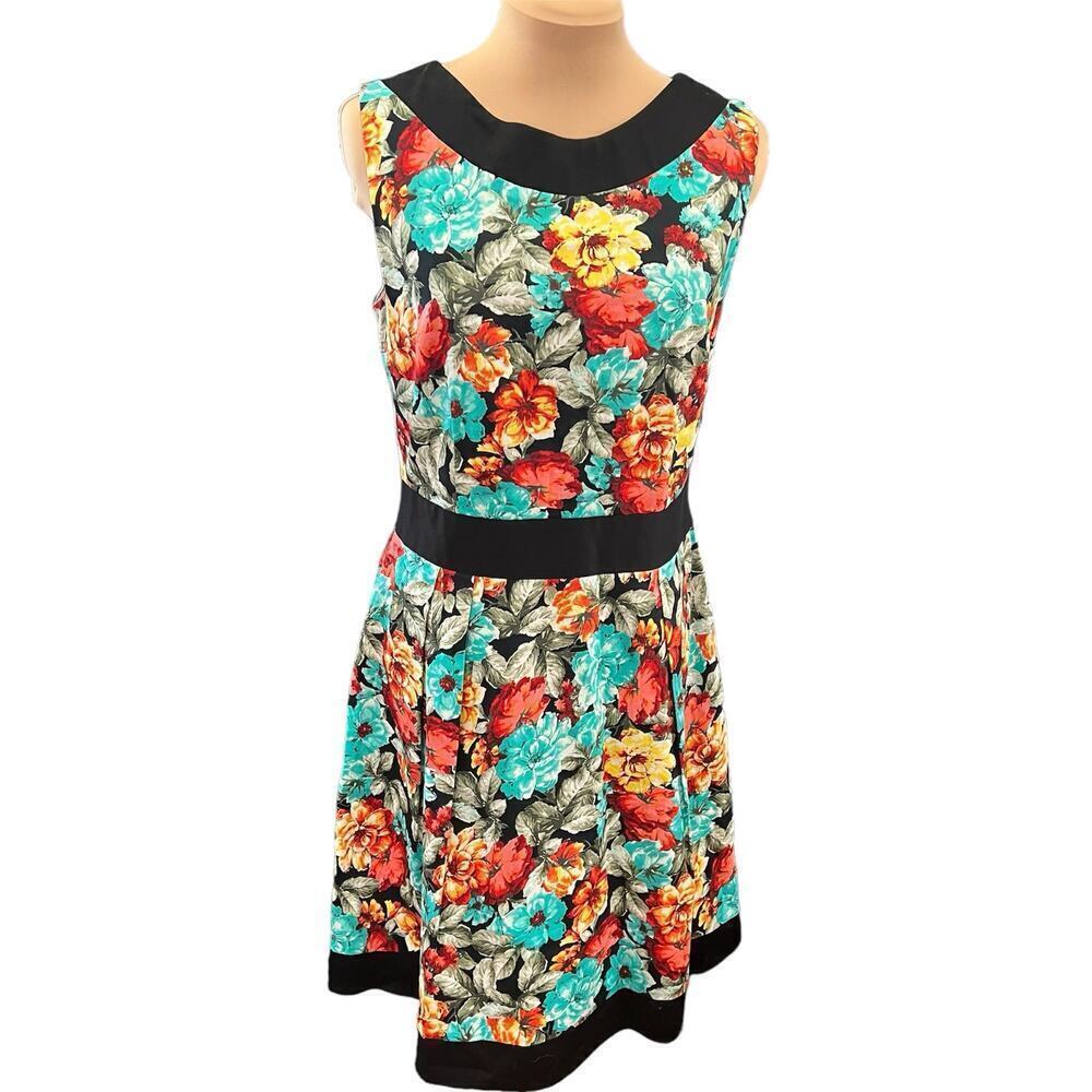 Barbosa SZ 42 (US 10) Floral Cotton Shift Dress Colorful Classic Feminine